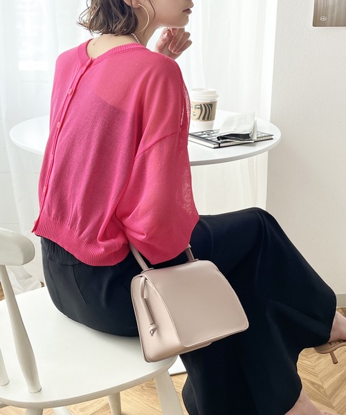 mily bilet（ミウィビレット）の「【mily bilet】日焼け・冷房対策にも頼れる1枚！透け感×ショート丈の2WAY♪色違いで欲しくなる、2wayショート丈カーディガン（カーディガン/ボレロ・レディース・ブラック/ピンク/オレンジ/グリーン/アイボリー/ブルー/グリーン系その他/パープル/ピンクベージュ・MEDIUM/SMALL/LARGE/X-LARGE）」の14枚目の写真