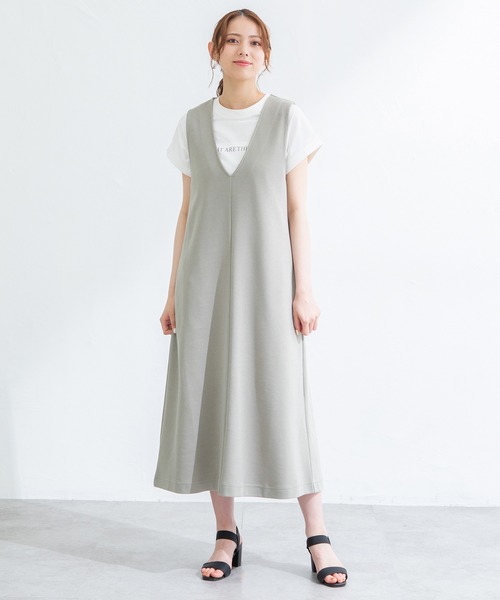 Honeys（ハニーズ）の「Ｖネックジャンスカ（ジャンパースカート・レディース・モカ/ネイビー/カーキ/ブラック・M/S/L/LL）」の20枚目の写真