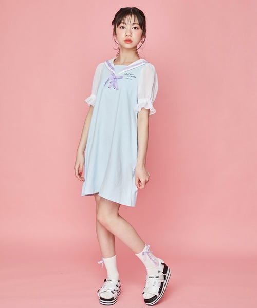 JENNI love（ジェニィラブ）の「ギンガムリボンクルーソックス（ソックス/靴下・キッズ・ブラック/オフホワイト/サックスブルー・19-21cm/22-24cm）」の5枚目の写真