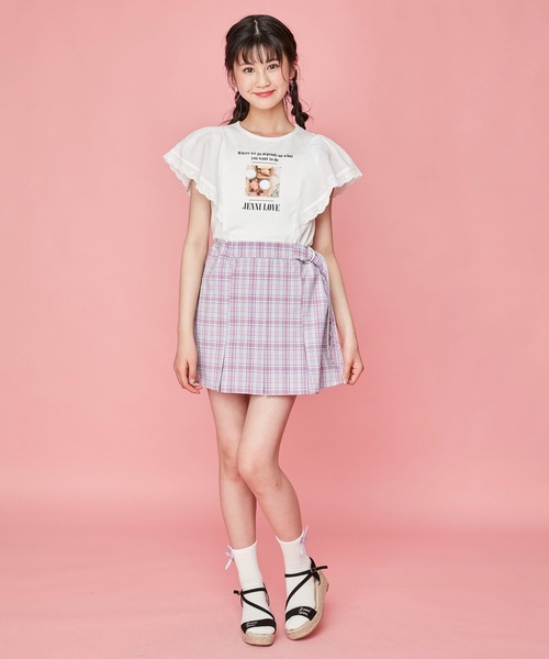 JENNI love（ジェニィラブ）の「ギンガムリボンクルーソックス（ソックス/靴下・キッズ・ブラック/オフホワイト/サックスブルー・19-21cm/22-24cm）」の6枚目の写真