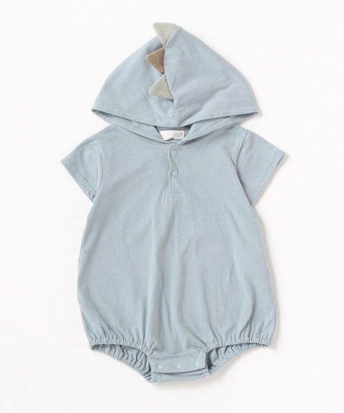 b・ROOM（ビールーム）の「がおー！恐竜ロンパース（ロンパース・キッズ・ブルーグレー/ベージュ/チャコール・70cm/80ｃｍ）」の2枚目の写真