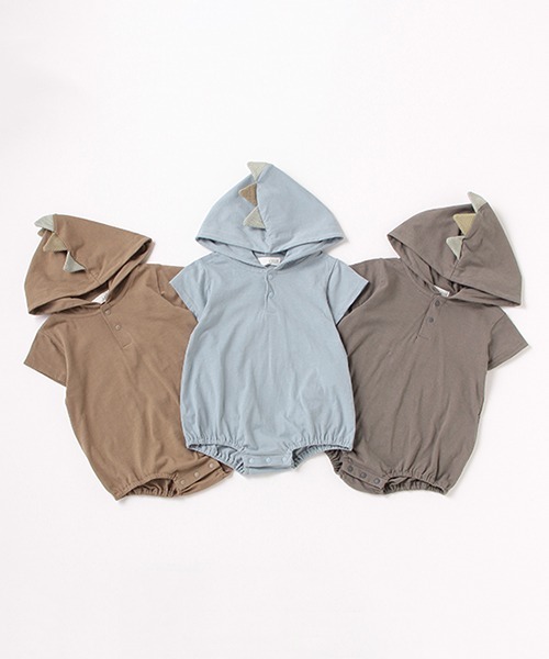 b・ROOM（ビールーム）の「がおー！恐竜ロンパース（ロンパース・キッズ・ブルーグレー/ベージュ/チャコール・70cm/80ｃｍ）」の5枚目の写真