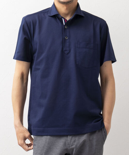 NOLLEY'S goodman（ノーリーズグッドマン）の「T/Cカノコ ニットテープ ポロシャツ(※吸水速乾、ビジネスにも)（ポロシャツ・メンズ・ホワイト/チャコールグレー/ネイビー/ピンク/ブルー/ラベンダー・M/L/S/XL/XXL）」の3枚目の写真