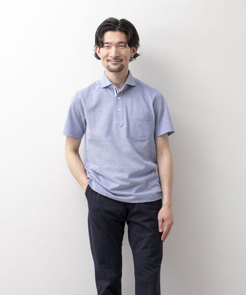 NOLLEY'S goodman（ノーリーズグッドマン）の「T/Cカノコ ニットテープ ポロシャツ(※吸水速乾、ビジネスにも)（ポロシャツ・メンズ・ホワイト/チャコールグレー/ネイビー/ピンク/ブルー/ラベンダー・M/L/S/XL/XXL）」の14枚目の写真