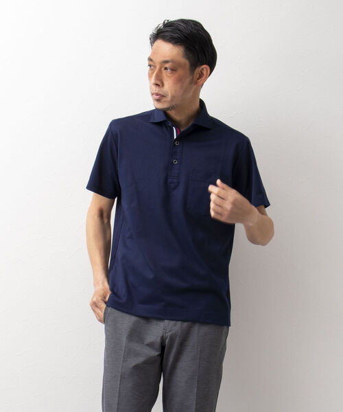 NOLLEY'S goodman（ノーリーズグッドマン）の「T/Cカノコ ニットテープ ポロシャツ(※吸水速乾、ビジネスにも)（ポロシャツ・メンズ・ホワイト/チャコールグレー/ネイビー/ピンク/ブルー/ラベンダー・M/L/S/XL/XXL）」の20枚目の写真