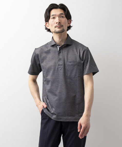 NOLLEY'S goodman（ノーリーズグッドマン）の「T/Cカノコ ニットテープ ポロシャツ(※吸水速乾、ビジネスにも)（ポロシャツ・メンズ・ホワイト/チャコールグレー/ネイビー/ピンク/ブルー/ラベンダー・M/L/S/XL/XXL）」の15枚目の写真