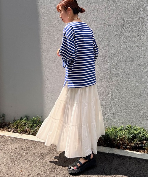 Doux archives（ドゥアルシーヴ）の「［ｗｅｂ限定］綿ローンティアードフレアスカート（スカート・レディース・オフホワイト/ブラック/グリーン/ブルー/オレンジ・FREE）」の18枚目の写真