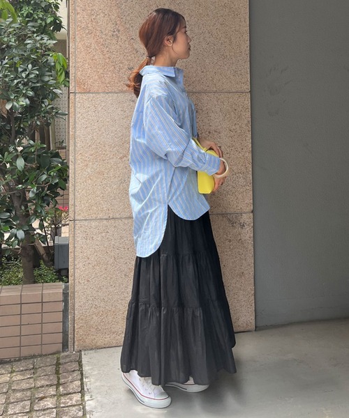 Doux archives（ドゥアルシーヴ）の「［ｗｅｂ限定］綿ローンティアードフレアスカート（スカート・レディース・オフホワイト/ブラック/グリーン/ブルー/オレンジ・FREE）」の6枚目の写真