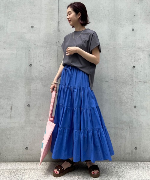 Doux archives（ドゥアルシーヴ）の「［ｗｅｂ限定］綿ローンティアードフレアスカート（スカート・レディース・オフホワイト/ブラック/グリーン/ブルー/オレンジ・FREE）」の19枚目の写真