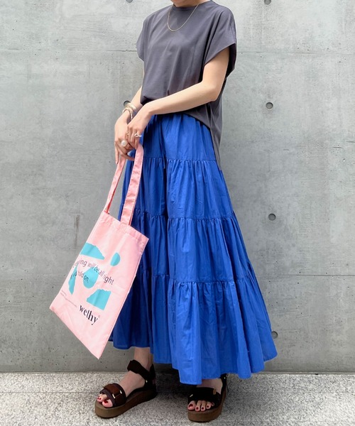 Doux archives（ドゥアルシーヴ）の「［ｗｅｂ限定］綿ローンティアードフレアスカート（スカート・レディース・オフホワイト/ブラック/グリーン/ブルー/オレンジ・FREE）」の7枚目の写真