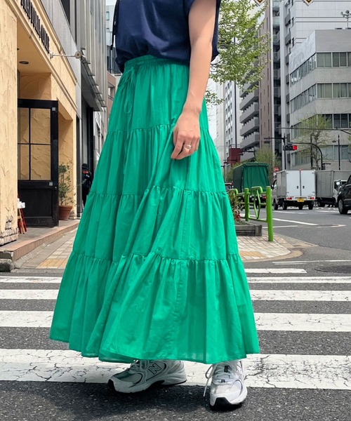 Doux archives（ドゥアルシーヴ）の「［ｗｅｂ限定］綿ローンティアードフレアスカート（スカート・レディース・オフホワイト/ブラック/グリーン/ブルー/オレンジ・FREE）」の15枚目の写真