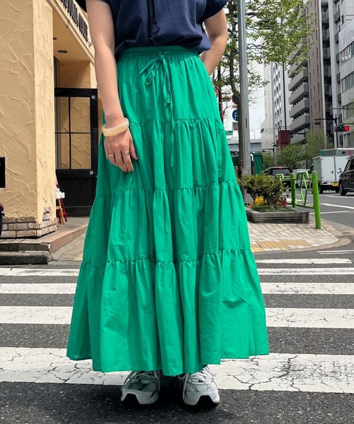 Doux archives（ドゥアルシーヴ）の「［ｗｅｂ限定］綿ローンティアードフレアスカート（スカート・レディース・オフホワイト/ブラック/グリーン/ブルー/オレンジ・FREE）」の21枚目の写真