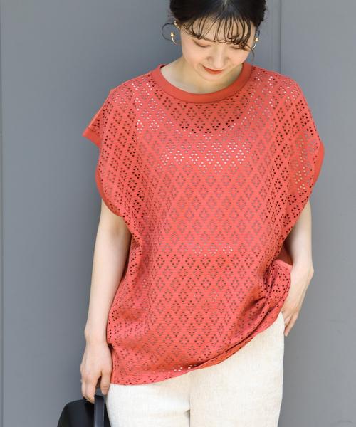 B.C STOCK(ベーセーストック)の「リングジャガードカットプルオーバー(Tシャツ/カットソー・レディース・ホワイト/ブラック/レッド・FREE)」の22枚目の写真