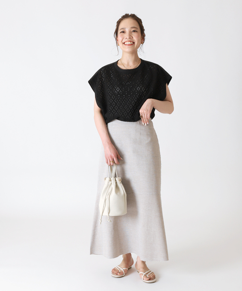 B.C STOCK(ベーセーストック)の「リングジャガードカットプルオーバー(Tシャツ/カットソー・レディース・ホワイト/ブラック/レッド・FREE)」の14枚目の写真