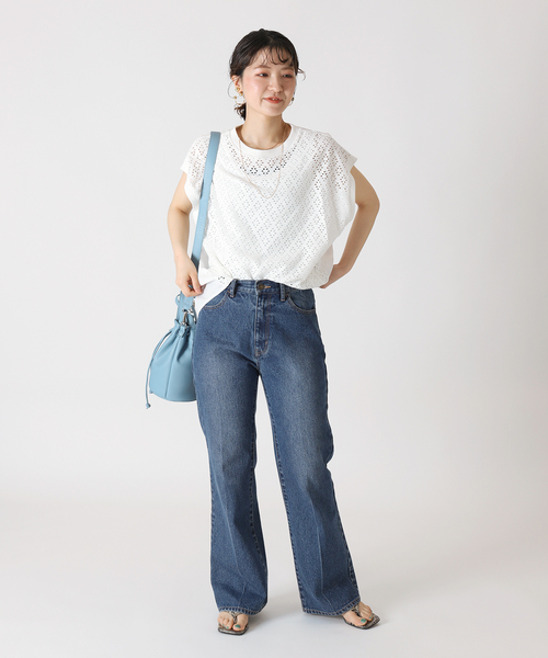 B.C STOCK(ベーセーストック)の「リングジャガードカットプルオーバー(Tシャツ/カットソー・レディース・ホワイト/ブラック/レッド・FREE)」の9枚目の写真