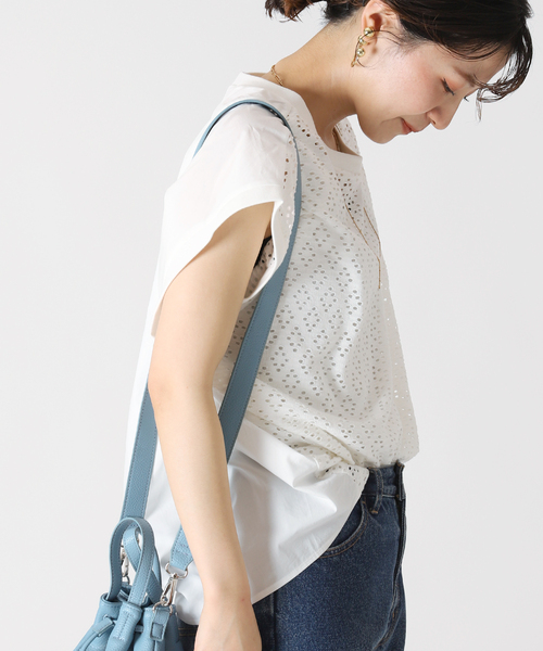 B.C STOCK(ベーセーストック)の「リングジャガードカットプルオーバー(Tシャツ/カットソー・レディース・ホワイト/ブラック/レッド・FREE)」の5枚目の写真