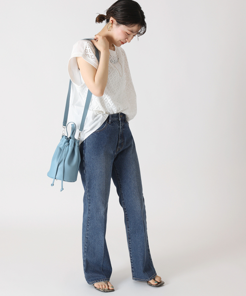 B.C STOCK(ベーセーストック)の「リングジャガードカットプルオーバー(Tシャツ/カットソー・レディース・ホワイト/ブラック/レッド・FREE)」の4枚目の写真