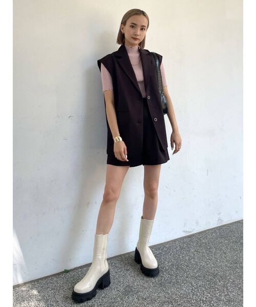 EMODA（エモダ）の「オーバーシェイプベスト（ベスト・レディース・ブラック/ベージュ/ブラウン・FREE）」の9枚目の写真