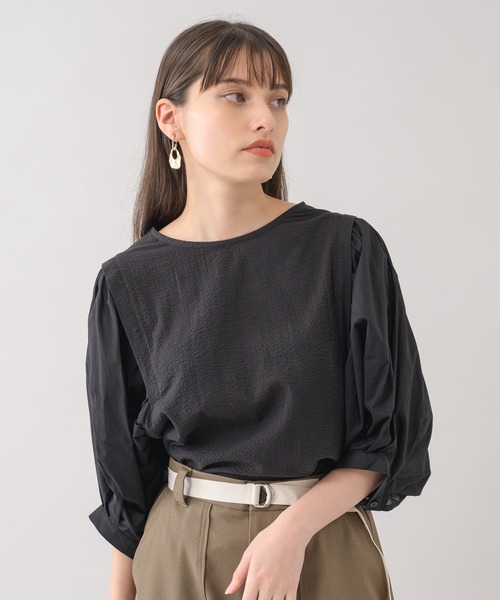 ROSIEE（ロージー）の「ROSIEE バックレースシアースリーブブラウス（シャツ/ブラウス・レディース・ブラック/ホワイト・FREE）」の2枚目の写真