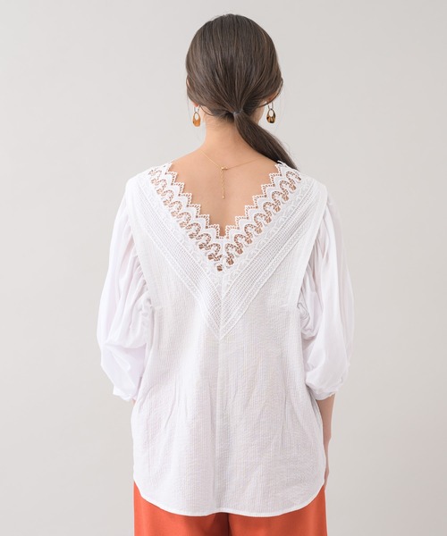 ROSIEE（ロージー）の「ROSIEE バックレースシアースリーブブラウス（シャツ/ブラウス・レディース・ブラック/ホワイト・FREE）」の8枚目の写真