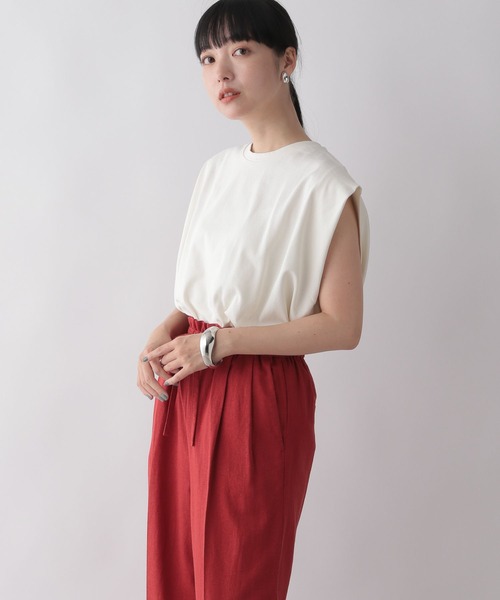 LOWRYS FARM（ローリーズファーム）の「タックコクーンノースリーブ　346351（Tシャツ/カットソー・レディース・ホワイト/ブラック/グリーン・FREE）」の14枚目の写真