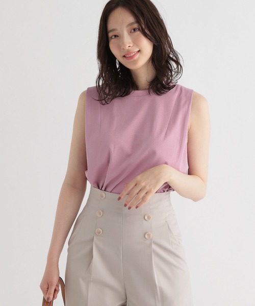 Andemiu（アンデミュウ）の「シルケットスムースカットソー348140（Tシャツ/カットソー・レディース・ホワイト/ブルー/ブラック/パープル・FREE）」の2枚目の写真