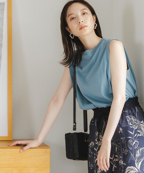 Andemiu（アンデミュウ）の「シルケットスムースカットソー348140（Tシャツ/カットソー・レディース・ホワイト/ブルー/ブラック/パープル・FREE）」の4枚目の写真