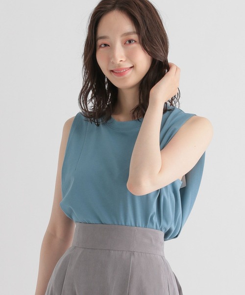 Andemiu（アンデミュウ）の「シルケットスムースカットソー348140（Tシャツ/カットソー・レディース・ホワイト/ブルー/ブラック/パープル・FREE）」の9枚目の写真