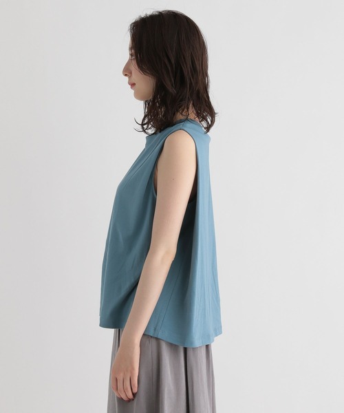 Andemiu（アンデミュウ）の「シルケットスムースカットソー348140（Tシャツ/カットソー・レディース・ホワイト/ブルー/ブラック/パープル・FREE）」の7枚目の写真