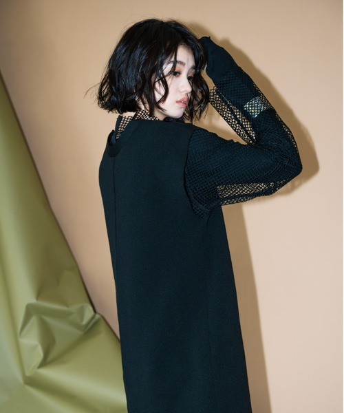 AIC.（エーアイシー）の「Vネックニットロングワンピース（ジャンパースカート・レディース・ブラック/アイボリー・FREE）」の12枚目の写真