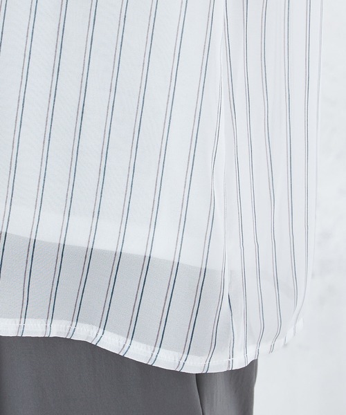 A/C DESIGN BY ALPHA CUBIC(エーシーデザインバイアルファキュービック)の「ストライプシフォンTブラウス(Tシャツ/カットソー・レディース・ブラック/ネイビー/オフホワイト・LL/M/L)」の21枚目の写真