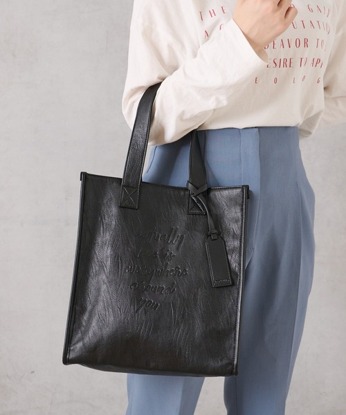 Actually(アクチュアリー)の「ウォッシャブル トートバッグ 手洗い可能(ハンドバッグ・レディース・ブラック/シルバー・フリー)」の3枚目の写真