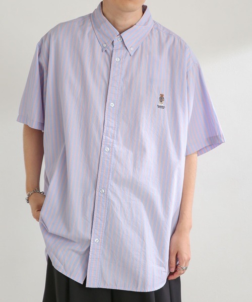 SENSE OF PLACE by URBAN RESEARCH(センスオブプレイスバイアーバンリサーチ)の「『別注』テディベアストライプシャツ B(シャツ/ブラウス・メンズ・オレンジ/ブルー・MEDIUM/LARGE)」の3枚目の写真