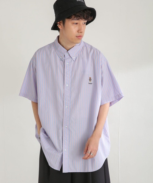 SENSE OF PLACE by URBAN RESEARCH(センスオブプレイスバイアーバンリサーチ)の「『別注』テディベアストライプシャツ B(シャツ/ブラウス・メンズ・オレンジ/ブルー・MEDIUM/LARGE)」の4枚目の写真