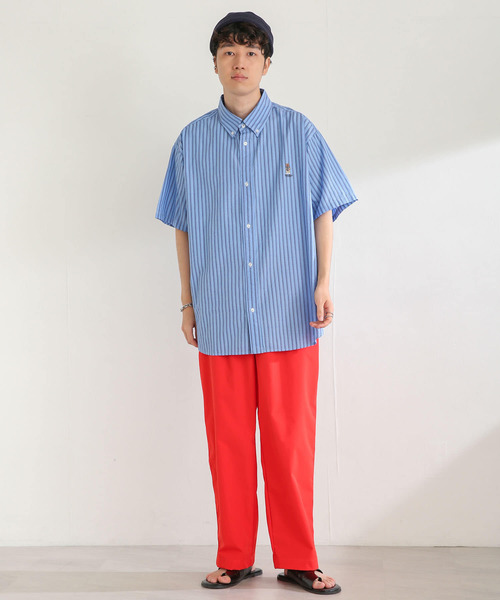 SENSE OF PLACE by URBAN RESEARCH(センスオブプレイスバイアーバンリサーチ)の「『別注』テディベアストライプシャツ B(シャツ/ブラウス・メンズ・オレンジ/ブルー・MEDIUM/LARGE)」の6枚目の写真