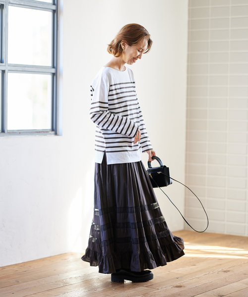 セール】【LEMINOR/ルミノア】別注JEANNEパネルボーダーTシャツ（T