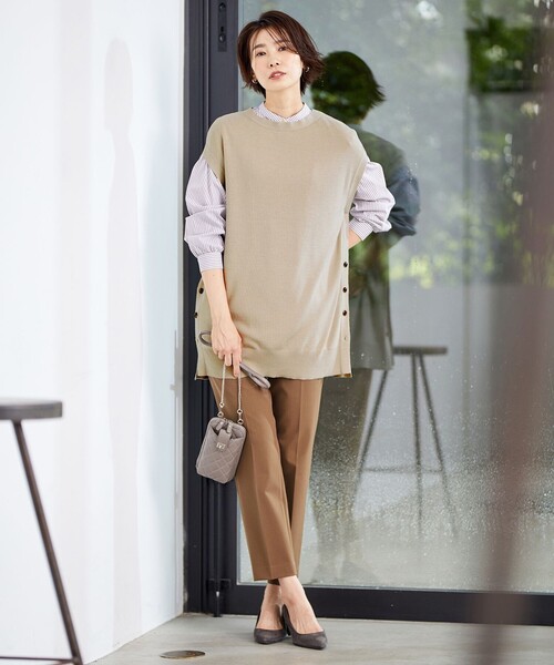 J.PRESS Ladies(J.プレス レディス)の「【洗える】FLORA ニットベスト(ベスト・レディース・グレー系/ネイビー系/ベージュ系・SMALL)」の4枚目の写真