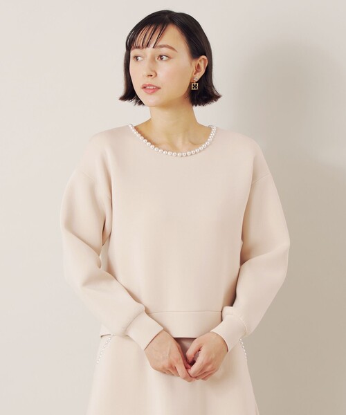 EPOCA THE SHOP(エポカザショップ)の「パールコンビダンボールプルオーバー(Tシャツ/カットソー・レディース・ブラック/ベージュ・38)」の2枚目の写真