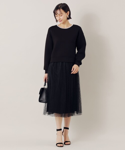 EPOCA THE SHOP(エポカザショップ)の「パールコンビダンボールプルオーバー(Tシャツ/カットソー・レディース・ブラック/ベージュ・38)」の3枚目の写真