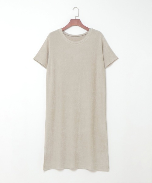 sleeping.com（スリーピングドットコム）の「オリジナルの香り付き素材 レディス・ゆるふわダブルパイルカットソー半袖ワンピース（ルームウェア/パジャマ・レディース・ネイビー/ベージュ/オリーブ・フリー）」の4枚目の写真