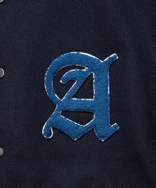 green label relaxing（グリーンレーベルリラクシング）の「【WEB限定】＜GLR or＞ F/LTH スタジアム ジャンパー ブルゾン -ユニセックス-（スタジャン・メンズ・ネイビー/ダークグリーン/ブラック・S/M/L）」の6枚目の写真