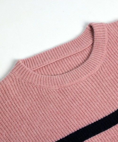 AMELY（エミリー）の「ボーダールーズニットトップス（ニット/セーター・レディース・ホワイト/ブラック/ピンク・フリー/M/L）」の10枚目の写真