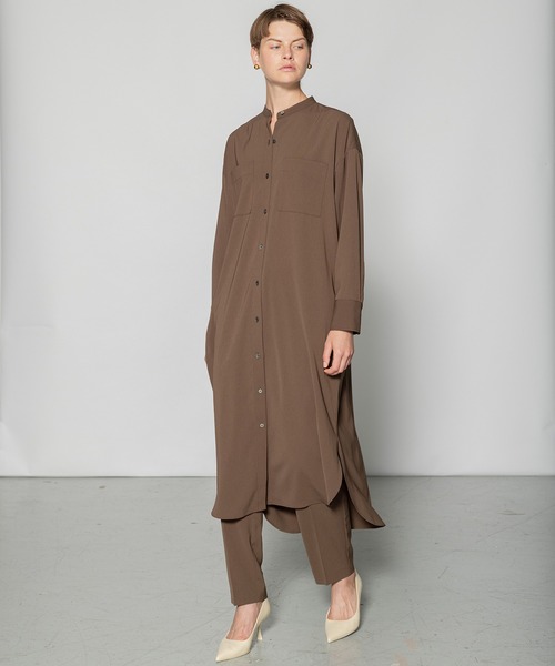 N.O.R.C by the line（ノークバイザライン）の「バンドカラーシャツワンピース（シャツワンピース・レディース・チャコール/ブラウン/ベージュ・S/M）」の2枚目の写真