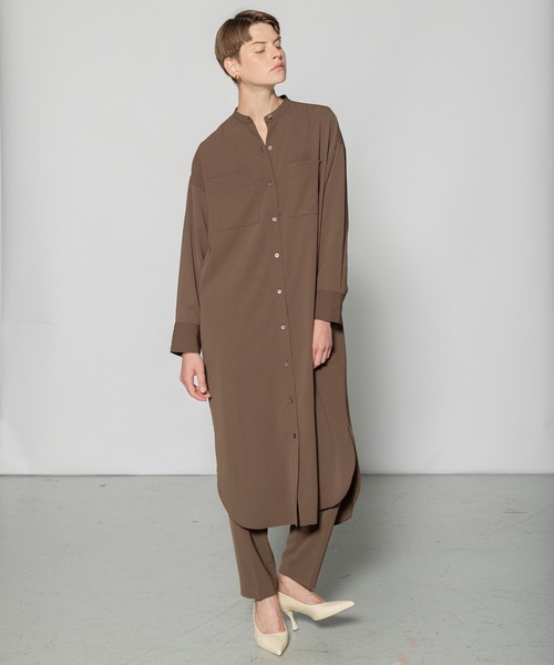N.O.R.C by the line（ノークバイザライン）の「バンドカラーシャツワンピース（シャツワンピース・レディース・チャコール/ブラウン/ベージュ・S/M）」の7枚目の写真