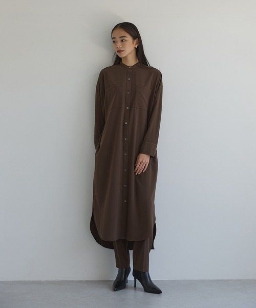 N.O.R.C by the line（ノークバイザライン）の「バンドカラーシャツワンピース（シャツワンピース・レディース・チャコール/ブラウン/ベージュ・S/M）」の14枚目の写真
