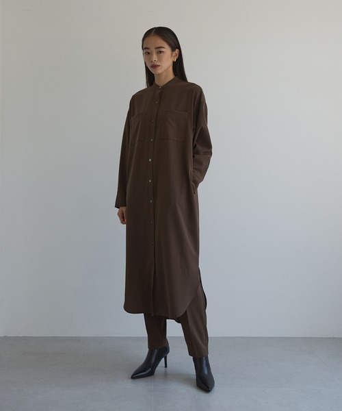 N.O.R.C by the line（ノークバイザライン）の「バンドカラーシャツワンピース（シャツワンピース・レディース・チャコール/ブラウン/ベージュ・S/M）」の8枚目の写真