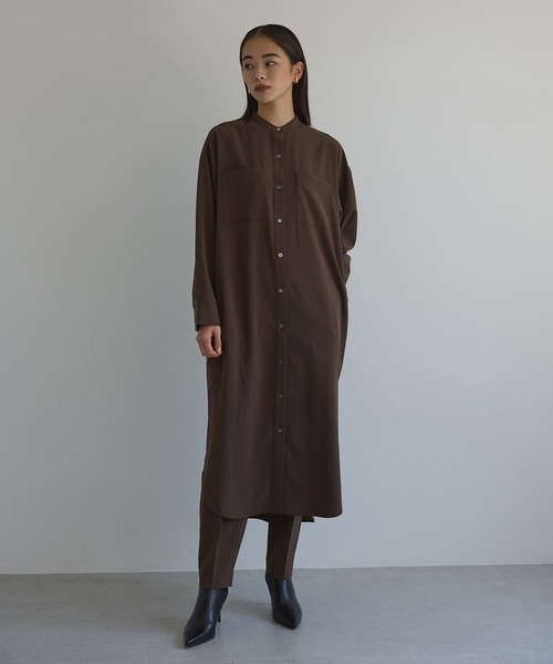 N.O.R.C by the line（ノークバイザライン）の「バンドカラーシャツワンピース（シャツワンピース・レディース・チャコール/ブラウン/ベージュ・S/M）」の12枚目の写真