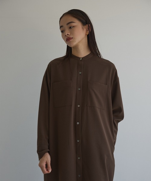 N.O.R.C by the line（ノークバイザライン）の「バンドカラーシャツワンピース（シャツワンピース・レディース・チャコール/ブラウン/ベージュ・S/M）」の5枚目の写真
