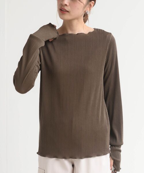 rps（アールピーエス）の「プリーツリブプルオーバー（Tシャツ/カットソー・レディース・ブラック/ブラウン/オフホワイト/アイボリー/マスタード/ブルー/ホワイト系その他2/ライトグレー・フリー）」の2枚目の写真