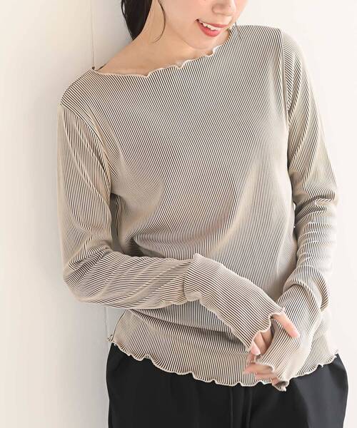 rps（アールピーエス）の「プリーツリブプルオーバー（Tシャツ/カットソー・レディース・ブラック/ブラウン/オフホワイト/アイボリー/マスタード/ブルー/ホワイト系その他2/ライトグレー・フリー）」の4枚目の写真